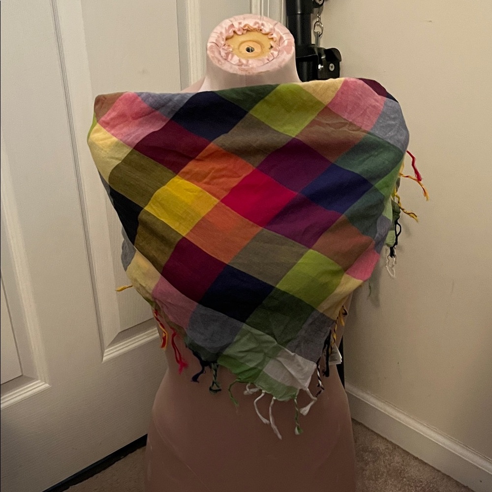 Divided Multicolor Checkered Scarf